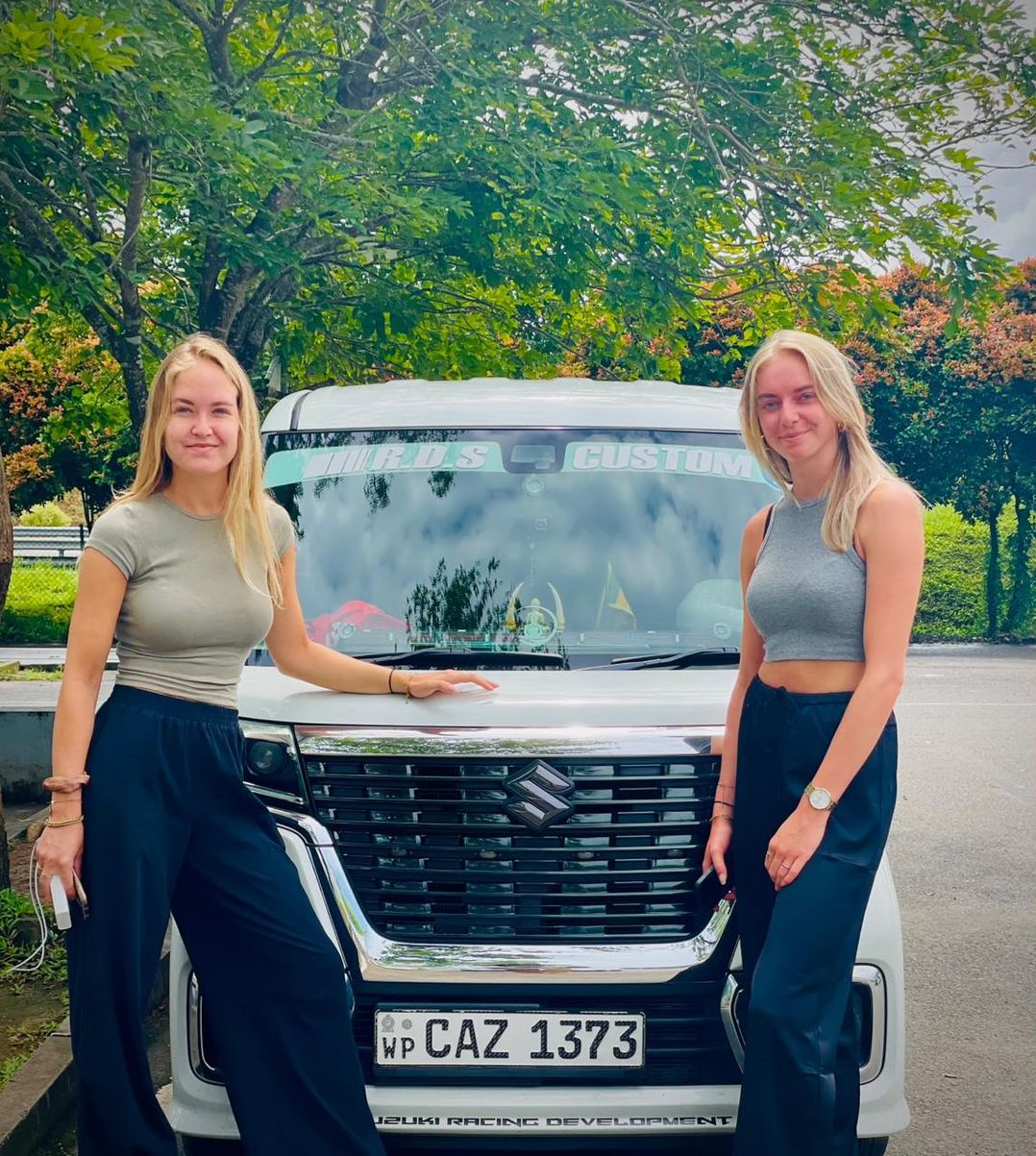 Travellers with their private van in Sri Lanka